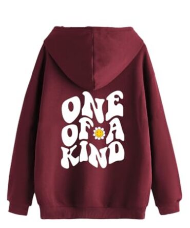 TAGAS Women's Printed Hoodies || Cotton Blend Regular Fit Sweatshirt for Women || Hoodies || Winter Wear for Women Maroon (X_Large)