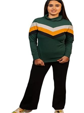 PRETTIFY Women's and Girl's Full Sleeves Casual Types Winter Wear Self Design Hoodie. (in, Alpha, L, Green-4)