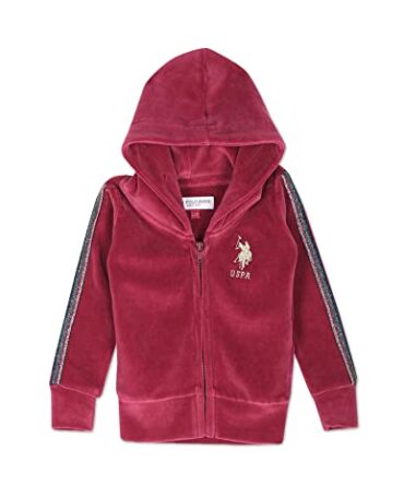 U.S. POLO ASSN. UGSWS0077 Velour Tape SWS, 12T Sweatshirts Dk. Pink
