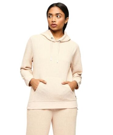 Pepe Jeans Women's Cotton Blend Hooded Neck Sweatshirt (PL581422_Powder Pink
