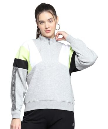 ROCK.IT from house of Monte Carlo Womens Solid Grey Mock Neck Full Sleeve Sweatshirt - 2240102617-2-34