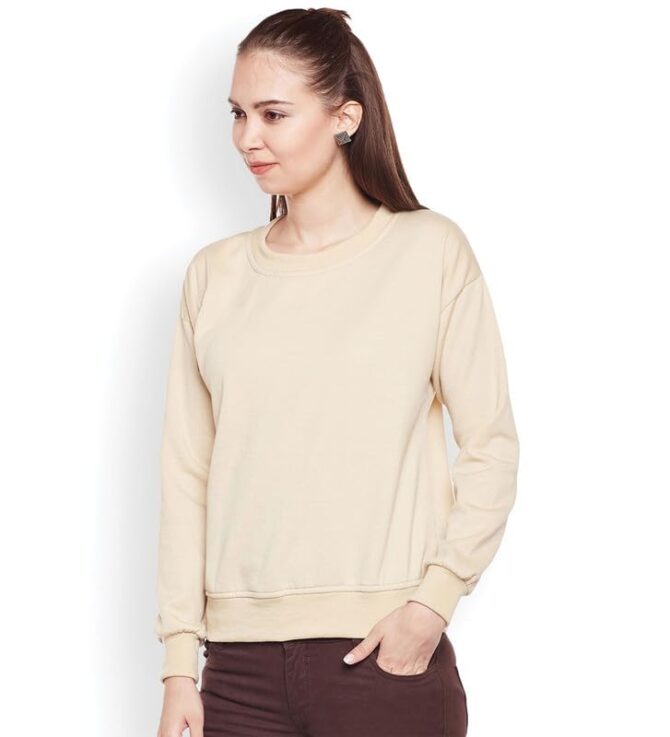 Jasan Apparels Sweatshirt for Women | Pullover Oversized Dropshoulder Sweatshirt (Beige, Small) - Image 3