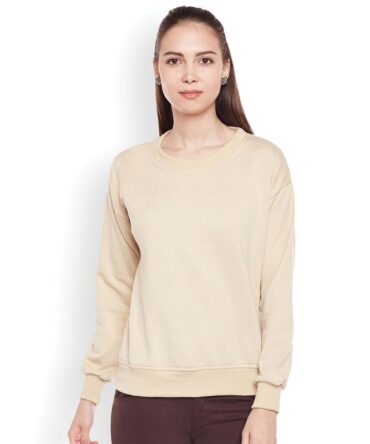 Jasan Apparels Sweatshirt for Women | Pullover Oversized Dropshoulder Sweatshirt (Beige, Small)