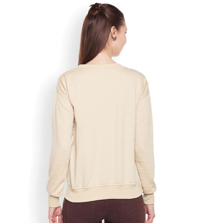 Jasan Apparels Sweatshirt for Women | Pullover Oversized Dropshoulder Sweatshirt (Beige, Small) - Image 2