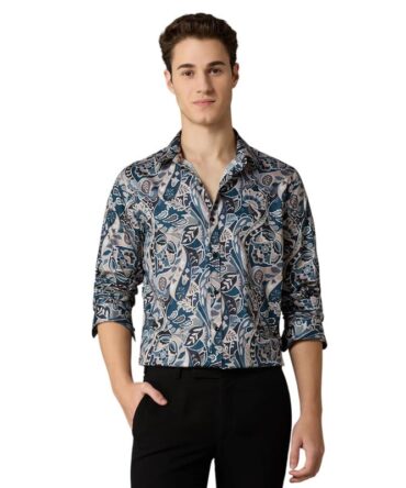 MARK & ALBERT Men's Luxury Giza Cotton Digital Printed Shirt Full Sleeves Shirts for Men