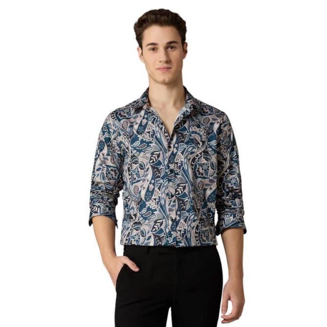 MARK & ALBERT Men's Luxury Giza Cotton Digital Printed Shirt Full Sleeves Shirts for Men