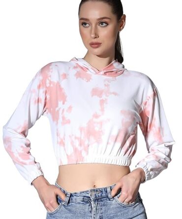 GRECIILOOKS Women Lycra Western Regular Fit Crop Hoodies (Orange, XX-Large)