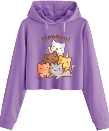 BELTLY Cute Crop Hoodie cat Women Sweatshirt Causal Stylish Latest Black Pink Lavender White Girl 499 599 Under