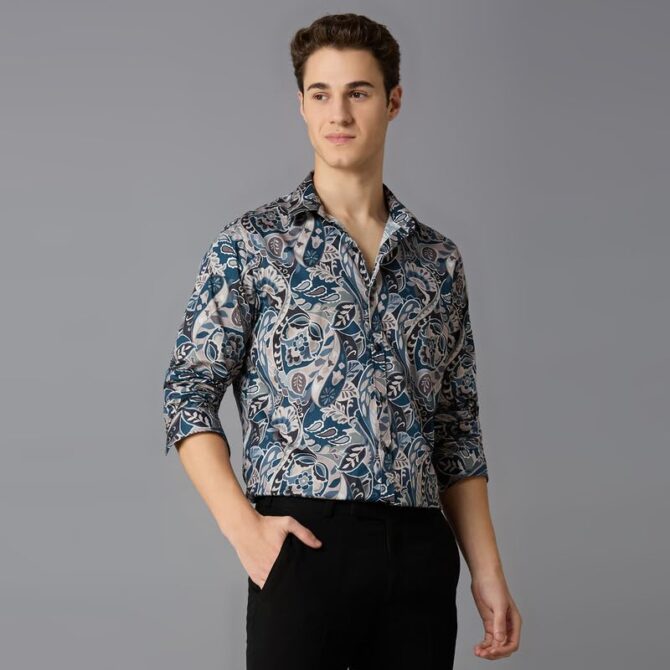MARK & ALBERT Men's Luxury Giza Cotton Digital Printed Shirt Full Sleeves Shirts for Men - Image 6