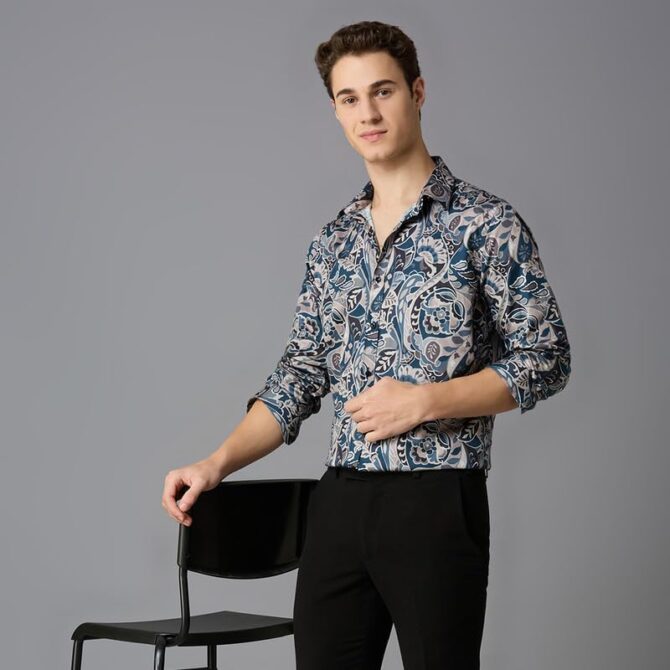 MARK & ALBERT Men's Luxury Giza Cotton Digital Printed Shirt Full Sleeves Shirts for Men - Image 8