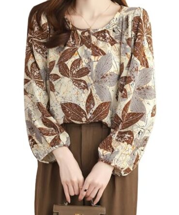 TOPLOT Women Shirt || Tops for Women || Western Tops for Woman Stylish || Trendy Tops (Printed-Top-5233-Brown-XS)
