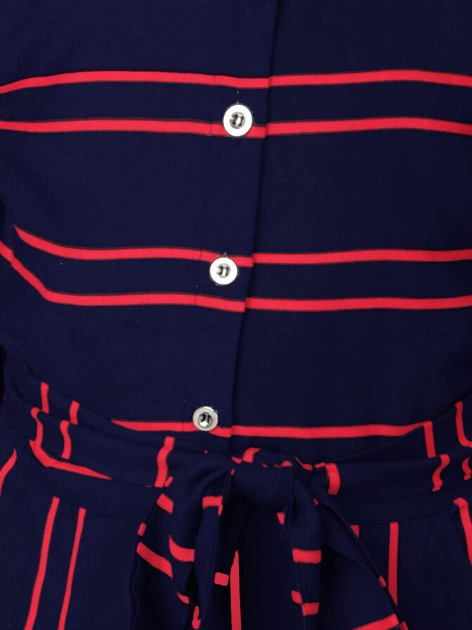 Naughty Ninos Girls Navy Blue & Red Striped Basic Jumpsuit(NEW0578DRS_Navy Blue_3-4 Years) - Image 4