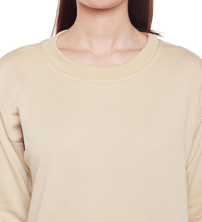 Jasan Apparels Sweatshirt for Women | Pullover Oversized Dropshoulder Sweatshirt (Beige, Small) - Image 5