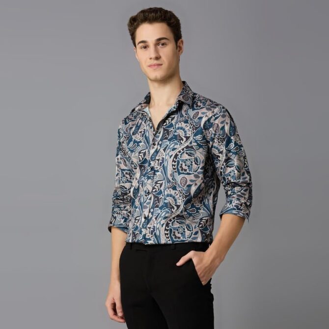 MARK & ALBERT Men's Luxury Giza Cotton Digital Printed Shirt Full Sleeves Shirts for Men - Image 7