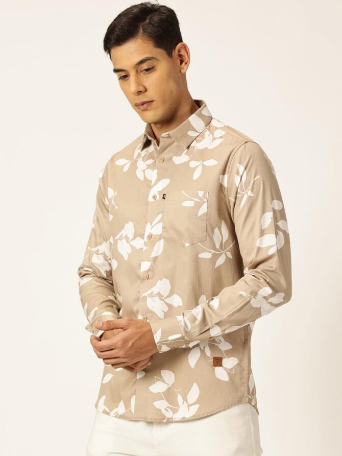 Thomas Scott Men 100% Cotton Full Sleeves Printed Casual Shirt (Beige, XL) - Image 7