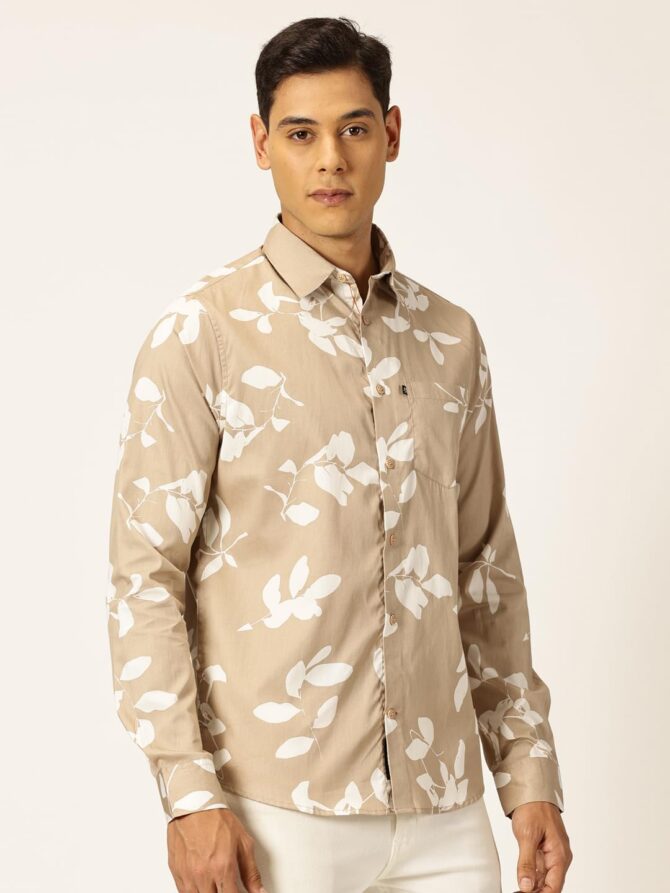 Thomas Scott Men 100% Cotton Full Sleeves Printed Casual Shirt (Beige, XL) - Image 6