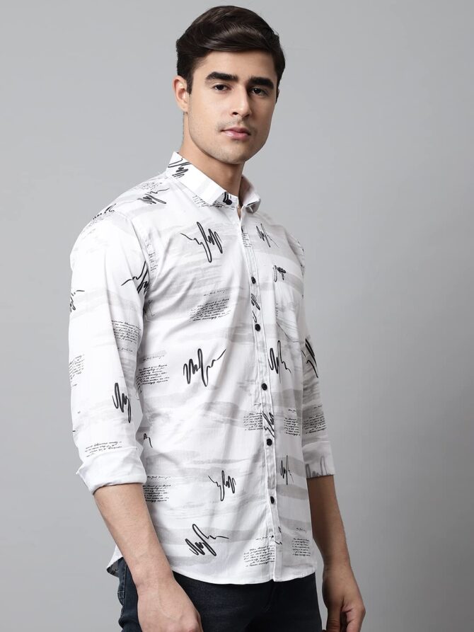 Majestic Man Cotton Printed Slim Fit Casual Shirt For Men (White, Medium) - Image 6