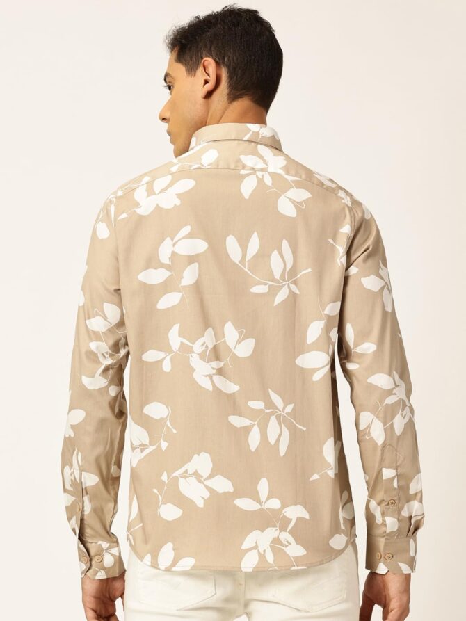 Thomas Scott Men 100% Cotton Full Sleeves Printed Casual Shirt (Beige, XL) - Image 5