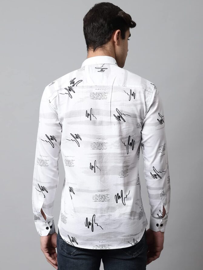 Majestic Man Cotton Printed Slim Fit Casual Shirt For Men (White, Medium) - Image 4