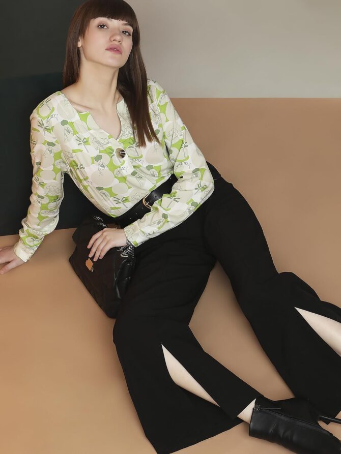 VERO MODA Women Botanical Print Viscose Regular Fit Green Top - Image 7