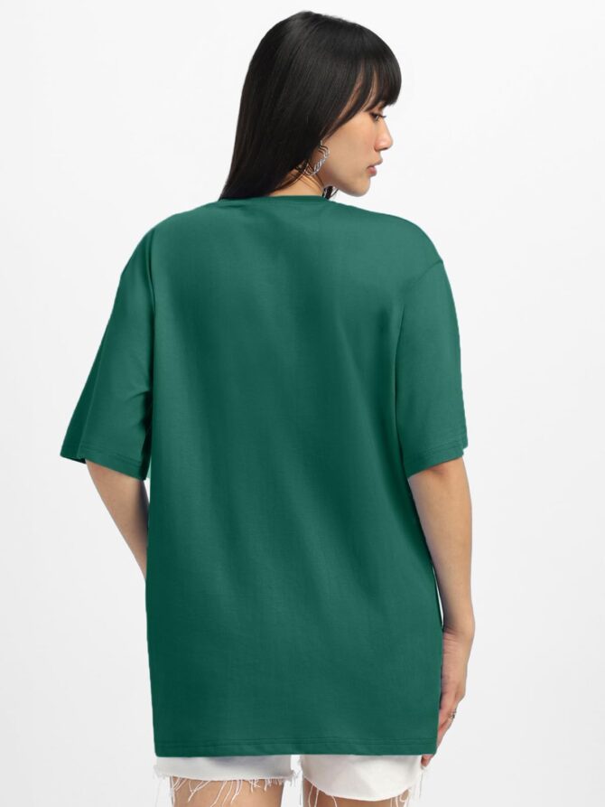 JUNEBERRY® 100% Pure Cotton Oversized Baggy Fit Round Neck T-Shirt for Women & Girls (Sizes: S to 2XL) (OS_JB_QUITEPLS22_DG_XXL) Dark Green - Image 6