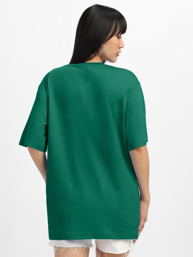 JUNEBERRY® 100% Pure Cotton Oversized Baggy Fit Round Neck T-Shirt for Women & Girls (Sizes: S to 2XL) (OS_JB_QUITEPLS22_DG_XXL) Dark Green - Image 7