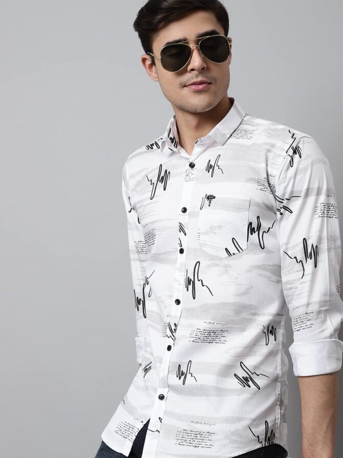 Majestic Man Cotton Printed Slim Fit Casual Shirt For Men (White, Medium) - Image 7