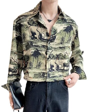 COLORWINGS Green Forest Printed Polyester Men's Shirt | Mens Casual Shirt | Men Stylish Shirt | Men's Regular Fit | Men Formal Shirt | Men's Slim Fit (S- Size)