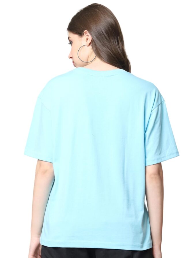 Preneum 100% Pure Cotton Oversized Loose Baggy Fit Drop Shoulder Half Sleeve Round Neck Cool Front Trendy Printed T-Shirt for Women/Girls (in, Alpha, 2XL, Plus, Blue & Black & Pink) - Image 6