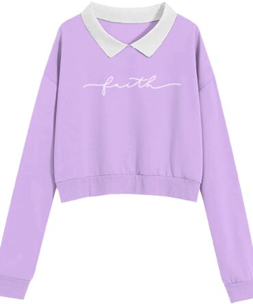 FUNKY MONKEY Cotton Blend Girls and Womens Long Sleeve Dropshoulder Hooded Pullover Crop Tops and Regular Fit Hoodies. (Foe Summer and Winterwear Both) (15-16, Cl-Purple)