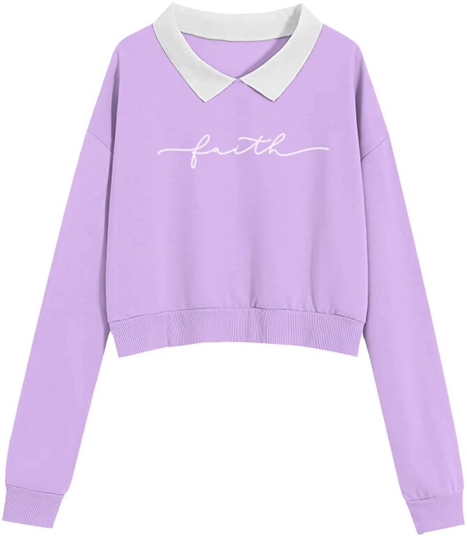 FUNKY MONKEY Cotton Blend Girls and Womens Long Sleeve Dropshoulder Hooded Pullover Crop Tops and Regular Fit Hoodies. (Foe Summer and Winterwear Both) (15-16, Cl-Purple)