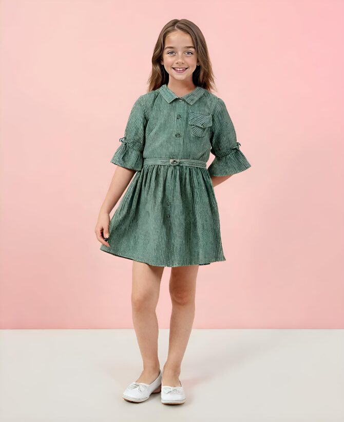 Toonyport Girls Midi/Knee Length Casual Dress (Deep Green) (12 Months - 18 Months) - Image 3