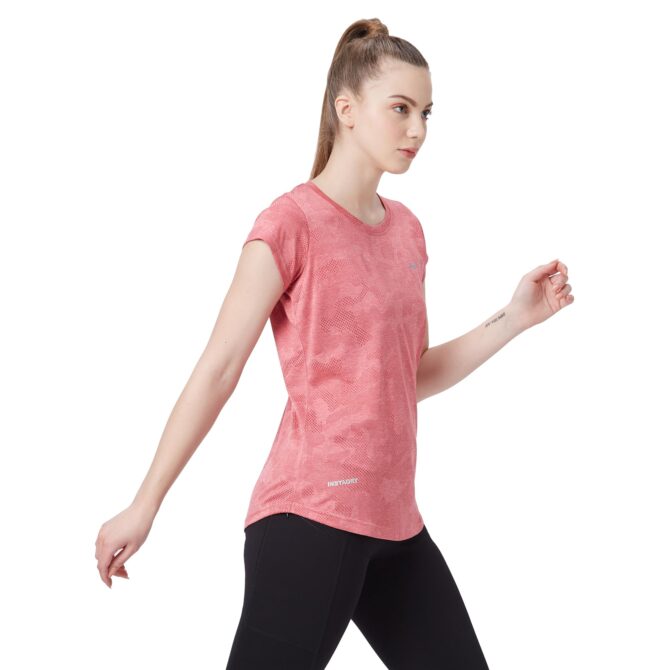 berge' Ladies Polyester Dry Fit Western Shirts & T-Shirt For Women, Quick Drying & Breathable Fabric, Gym Wear Tees & Workout Tops (Onion Colour, Slim Fit) - Image 3