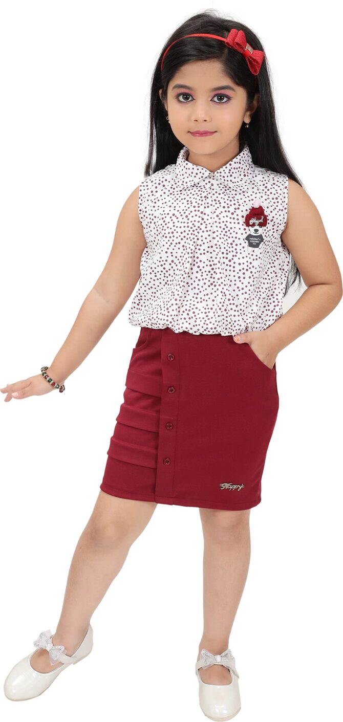 glamour world garments Girls Cotton Silk Midi Casual Bodycon Dress (Maroon, 2-3 Years) - Image 4