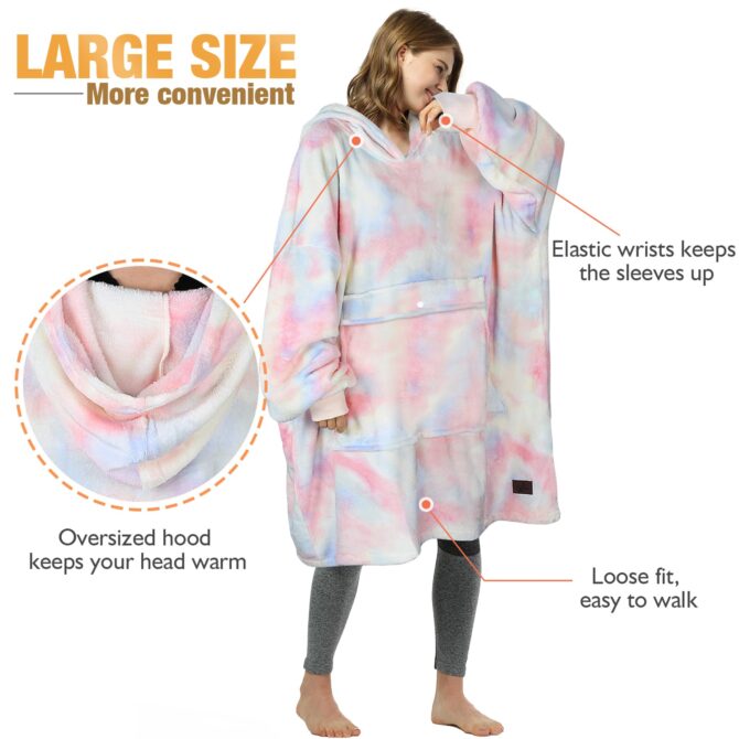 Catalonia Rainbow Oversized Blanket Hoodie Sweatshirt, Wearable Fleece Pullover, Super Soft Warm Comfortable for Adults Men Women - Image 6