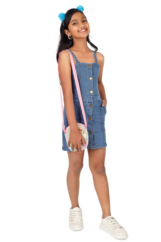 TILLU PILLU Girl's Denim Dungaree Dress (Blue, 12 to 13 Year) - Image 2