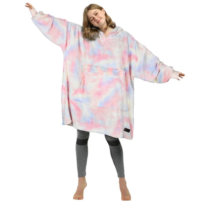 Catalonia Rainbow Oversized Blanket Hoodie Sweatshirt, Wearable Fleece Pullover, Super Soft Warm Comfortable for Adults Men Women