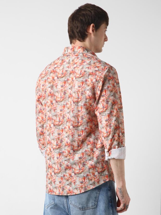 VASTRADO Men Multicolor Printed Shirt | 100% Polyester Fabric | Full Sleeve, Collar Neckline, Short Length | Regular Fit Casual Wear, Vibrant Design, Exotic Flowers | Large - Image 3