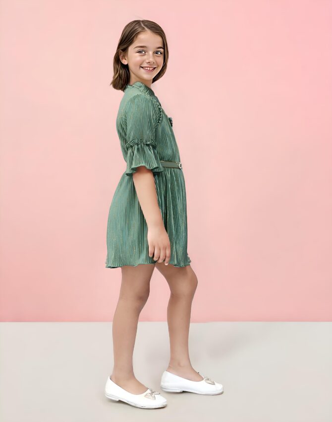 Toonyport Girls Midi/Knee Length Casual Dress (Deep Green) (12 Months - 18 Months) - Image 2