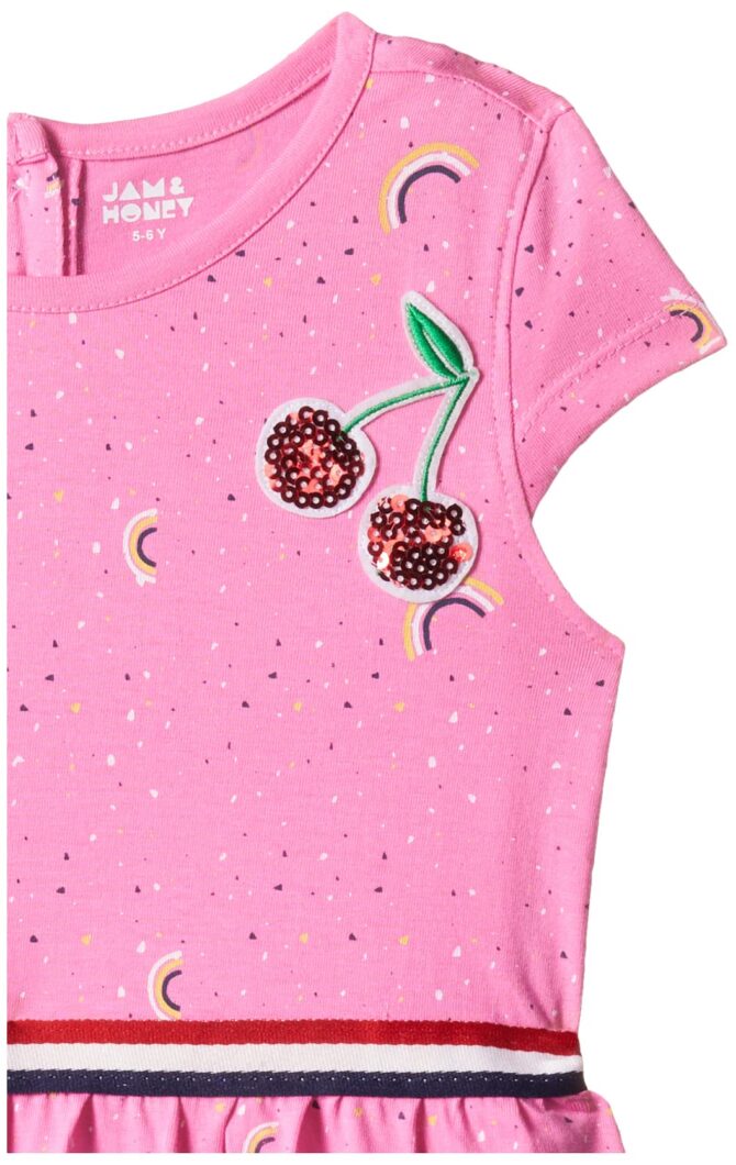 Amazon Brand - Jam & Honey Girl's Cotton Knee-Length Casual Dress (JH-K-SS22-DRE-129_Multi 10_5 6 Years) - Image 3