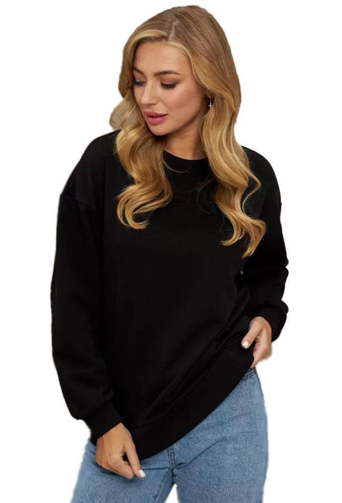 LEOTUDE Women's Loop Knit Loose Fit Full Sleeve Round Neck Loose Fit Sweatshirt (GRLW11RED_P_Black_Large) - Image 6