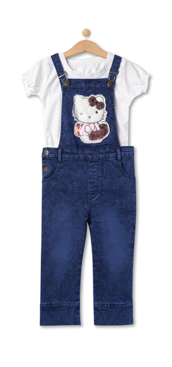 BENKILS Girl's Jeans Capry Jumpsuit Dress (5-6 Years) Blue - Image 6