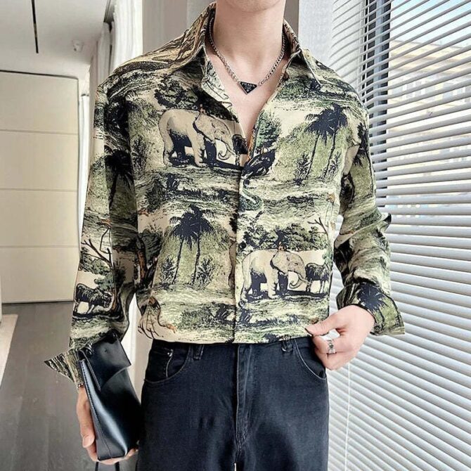 COLORWINGS Green Forest Printed Polyester Men's Shirt | Mens Casual Shirt | Men Stylish Shirt | Men's Regular Fit | Men Formal Shirt | Men's Slim Fit (S- Size) - Image 2