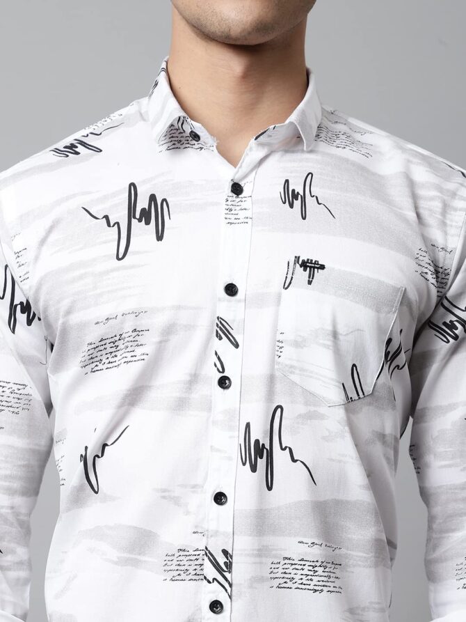 Majestic Man Cotton Printed Slim Fit Casual Shirt For Men (White, Medium) - Image 3