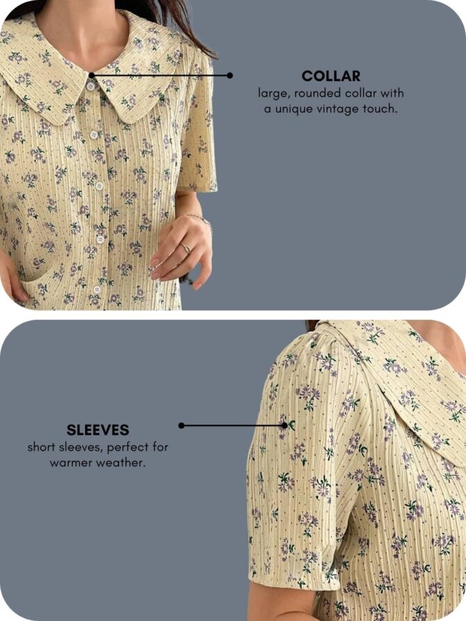 GRECIILOOKS Cotton Floral Regular Fit Long Tops Oversized Shirt for Women (Gl-W1896_Yellow S) - Image 6