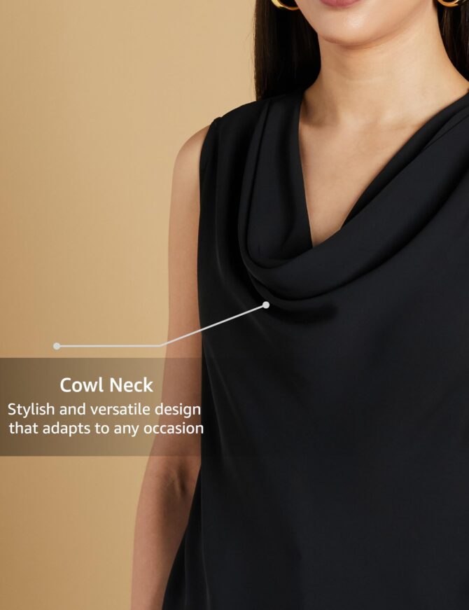 Symbol Premium Women's 'Desk-to-Dinner' Cowl Neck Top (Regular Fit | Stylish) (SBP-SS25-WTOP-107_Black L) - Image 6