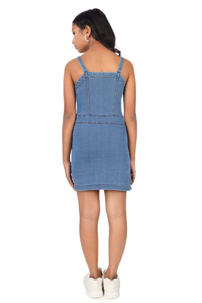 TILLU PILLU Girl's Denim Dungaree Dress (Blue, 12 to 13 Year) - Image 3