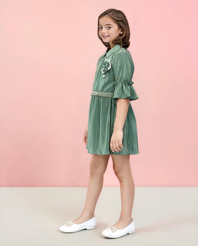 Toonyport Girls Midi/Knee Length Casual Dress (Deep Green) (12 Months - 18 Months) - Image 4