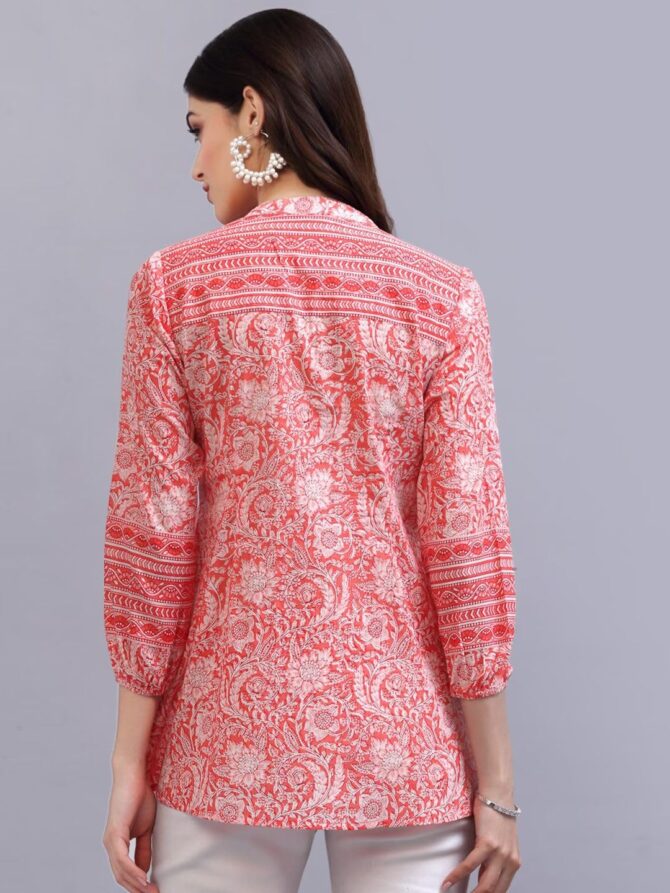 rytras Women's Floral Printed Cotton Top(Orange,L) - Image 6