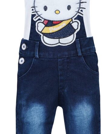 BENKILS Girl's Jeans Capry Jumpsuit Dress (5-6 Years) Blue
